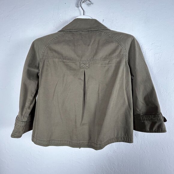 Sundance Womens Olive Green Double-Breasted Pea Coat Small Cotton Cropped Pocke - Picture 2 of 7